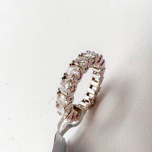 925 Sterling Sliver Moissanite Wedding/Engagement Band, 4.14ctw VVS Stones Hip H